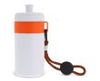 Gourde de sport blanche sans BPA avec cordon de transport 500ml couleur orange