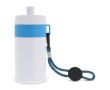 Gourde de sport blanche sans BPA avec cordon de transport 500ml couleur bleu ciel