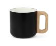 Tasse en céramique à double paroi avec anse effet bambou 330ml couleur noir