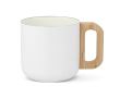 Tasse en céramique à double paroi avec anse effet bambou 330ml couleur blanc