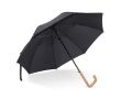 Parapluie en RPET avec poignée en bois et design particulier Ø103 couleur noir