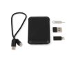 Kit de voyage avec plusieurs connecteurs USB et support pour téléphone couleur noir