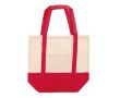 Sac en coton avec détail de couleur à la base et poignées 140 g/m2 couleur rouge