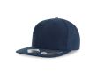 Casquette en polyester recyclé avec visière plate, 6 panneaux 200 g/m² couleur bleu marine