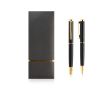 Ensemble stylo et roller en métal avec un design élégant, encre bleue couleur doré