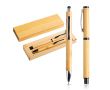 Stylos et rollers en bambou avec clip et étui, encre bleue couleur noir