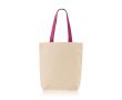 Sac en coton avec soufflet inférieur et poignées colorées 180 g/m² couleur rose