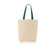 Sac en coton avec soufflet inférieur et poignées colorées 180 g/m² couleur vert foncé