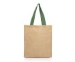 Sac de courses en jute avec poignées en coton 265 g/m² couleur vert olive