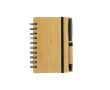 Bloc-notes en bambou avec anneaux et stylo A6 pages à lignes couleur marron clair