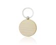 Porte-clés en bois de forme ronde avec grande zone de gravure couleur marron clair
