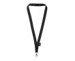 Lanyard en RPET avec sécurité et mousqueton en métal 3 cm couleur noir