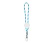 Porte-clés long de type lanyard ajustable avec mousqueton couleur bleu ciel