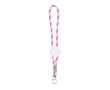 Porte-clés long de type lanyard ajustable avec mousqueton couleur rose