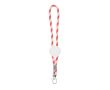 Porte-clés long de type lanyard ajustable avec mousqueton couleur rouge