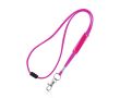 Lanyard tubulaire en polyester avec mousqueton et sécurité couleur rose