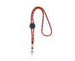 Lanyard tubulaire rayé durable en RPET avec mousqueton 3 cm couleur rouge
