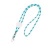 Lanyard tubulaire en polyester avec rayures multicolores couleur bleu ciel
