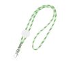 Lanyard tubulaire en polyester avec rayures multicolores couleur vert clair