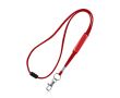 Lanyard tubulaire en polyester avec mousqueton et sécurité couleur rouge