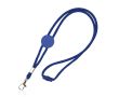 Lanyard tubulaire réglable en polyester avec mousqueton 3 cm couleur bleu roi