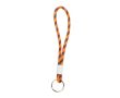 Porte-clés de type lanyard en terlenka ajustable avec anneau en métal couleur orange fluorescent
