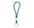 Porte-clés de type lanyard en terlenka ajustable avec anneau en métal couleur turquoise