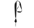 Lanyard en polyester avec porte-badge extensible et bloqueur couleur noir