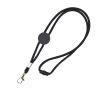 Lanyard tubulaire réglable en polyester avec mousqueton 3 cm couleur noir