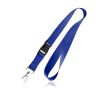 Tour de cou en polyester de 2 cm avec embout et mousqueton en métal couleur bleu marine