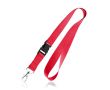 Tour de cou en polyester de 2 cm avec embout et mousqueton en métal couleur rouge