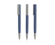 Stylo en aluminium recyclé avec finition en caoutchouc encre bleue couleur bleu marine
