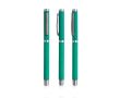 Roller en métal avec finition en gomme et bouchon à clip encre bleue couleur vert