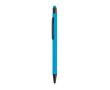 Stylo en aluminium avec corps caoutchouc et pointe tactile encre bleue couleur turquoise