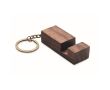 Porte-clés en bois de noyer, fonction support pour téléphone portable couleur bois