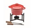 Petit service à fondue en céramique 2 personnes, 2 fourchettes 300ml couleur rouge
