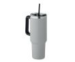 Gourde isotherme en acier inoxydable recyclé avec paille, 1,2L couleur gris