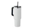 Gourde isotherme en acier inoxydable recyclé avec paille, 1,2L couleur blanc