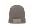 Bonnet unisexe en polyester RPET avec un patch à personnaliser couleur gris foncé
