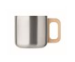 Tasse en acier inoxydable recyclé avec poignée en bois, 350ml couleur argenté mat