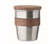 Gobelet en acier inoxydable avec détail en bois amovible, 350ml couleur argenté mat