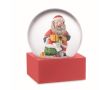 Boule de neige avec un Père Noël à l'intérieur et base en polyrésine couleur rouge