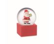 Petite boule de neige avec un Père Noël et base en polyrésine couleur rouge