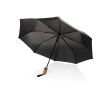 Mini parapluie automatique en RPET avec poignée en bois Ø97 couleur noir