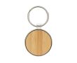 Porte-clés rond en bambou et alliage de zinc recyclé couleur argenté