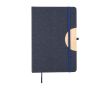 Carnet couverture pliable et support téléphone, feuilles lignées A5 couleur bleu
