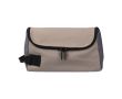 Trousse de toilette de voyage en polyester compartiment et poignée couleur taupe