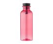 Bouteille en RPET poignée en caoutchouc et détail en bambou, 500 ml couleur rouge