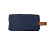 Trousse de toilette en jean avec poignée latérale en simili cuir couleur bleu
