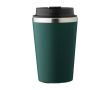 Gobelet isotherme acier inoxydable couvercle noir bord argenté 350ml couleur vert